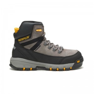 Men's CatFootweat Breakwater Waterproof Thinsulate Carbon Composite Toe Work Boots Grey | 1306-PIMDB