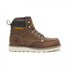 Men's CatFootweat Calibrate Work Boots Khaki | 0148-KIOYD