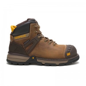 Men's CatFootweat Comfortable Work Boots Brown | 2861-DEASL