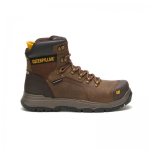 Men's CatFootweat Diagnostic 2.0 Waterproof Steel Toe Work Boots Brown | 5419-UPORH