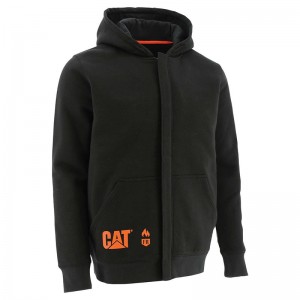 Men's CatFootweat Flame Resistant Midweight Full Zip Hoodie Clothing Black | 2674-FRTLQ