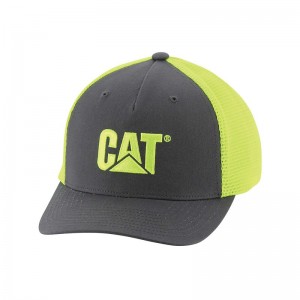 Men's CatFootweat Hi-Vis Mesh Cap Clothing Yellow | 5726-ZBTXK