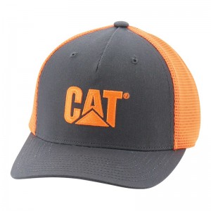 Men's CatFootweat Hi-Vis Mesh Cap Clothing Orange | 4713-TPLFS