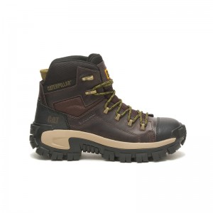 Men's CatFootweat Hiking Style Work Boots Coffee | 5689-UPFGS