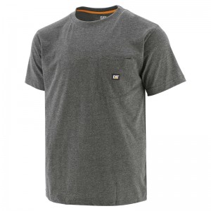 Men's CatFootweat Industry Leader Short Sleeve Pocket Tee Clothing Dark Grey | 0725-GAKUS