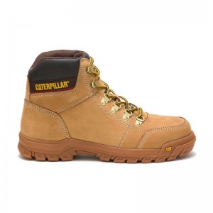 Men's CatFootweat Outline Steel Toe Work Boots Orange | 3714-RHQCZ