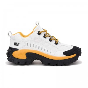 Men's CatFootweat Re-Powered Intruder Chunky Trainer Casual Shoes White / Yellow | 8963-FCPNT