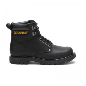 Men's CatFootweat Second Shift Work Boots Black | 2581-BNXIJ