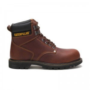 Men's CatFootweat Steel Toe Work Boots Brown | 2174-YSPWV