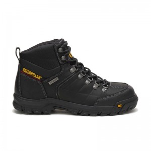 Men's CatFootweat Threshold Waterproof Steel Toe Work Boots Black | 2051-PYXVT