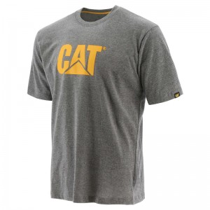 Men's CatFootweat Trademark Logo Tee Clothing Grey | 5790-TFSYI