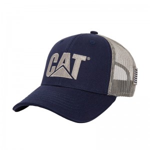 Women's CatFootweat Cat Logo Flag Hat Workwear Navy | 7435-KHFGU