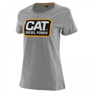 Women's CatFootweat Diesel Power Tee Workwear Grey | 8561-QZTKJ