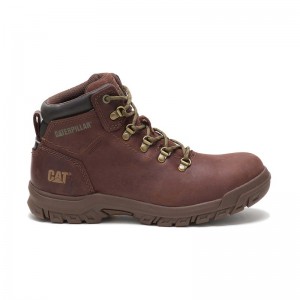 Women's CatFootweat Mae Steel Toe Waterproof Boots Dark Brown | 5723-WOKXJ