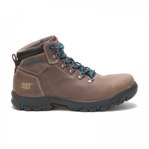 Women's CatFootweat Mae Steel Toe Waterproof Boots Brown | 9735-GYWQZ