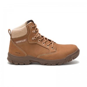 Women's CatFootweat Tess Steel Toe Boots Brown | 5901-QWLHF