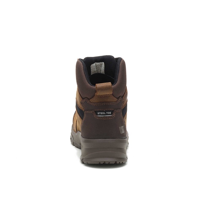 Men's CatFootweat Accomplice X Waterproof Steel Toe Work Boots Brown | 0178-BJUAO