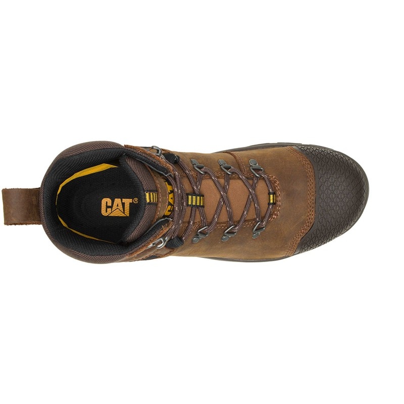 Men's CatFootweat Accomplice X Waterproof Steel Toe Work Boots Brown | 0178-BJUAO