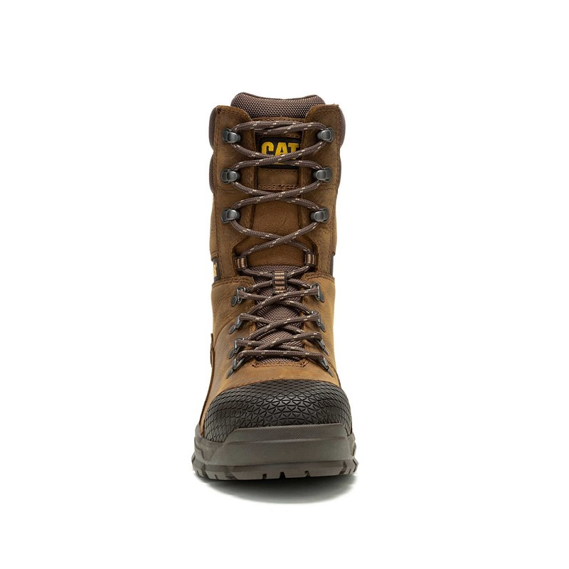 Men's CatFootweat Accomplice X Waterproof Steel Toe Work Boots Brown | 6187-MTNIO