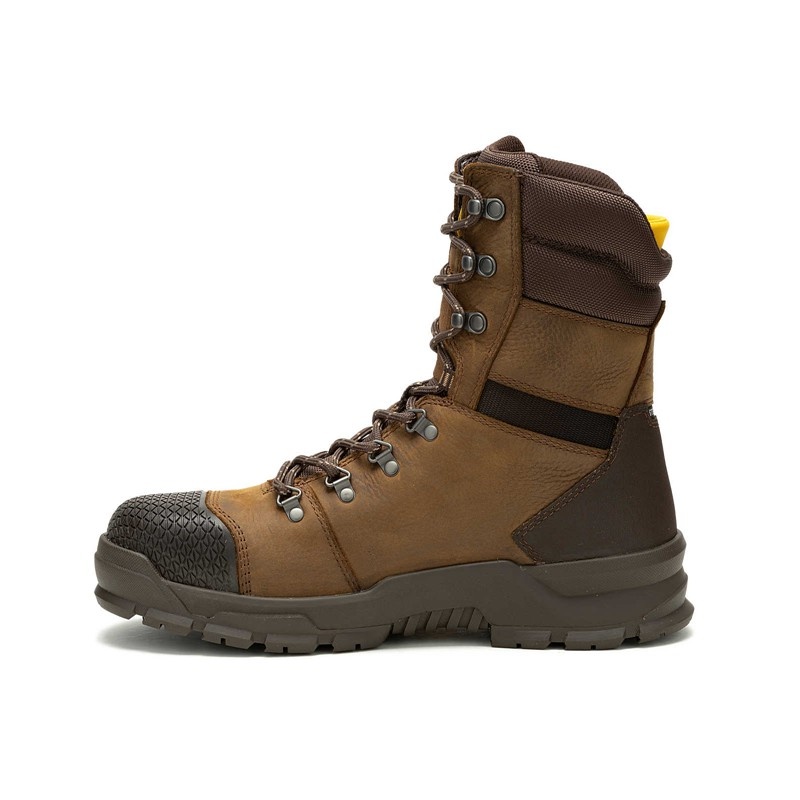 Men's CatFootweat Accomplice X Waterproof Steel Toe Work Boots Brown | 6187-MTNIO