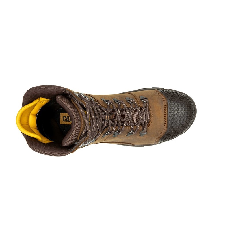 Men's CatFootweat Accomplice X Waterproof Steel Toe Work Boots Brown | 6187-MTNIO