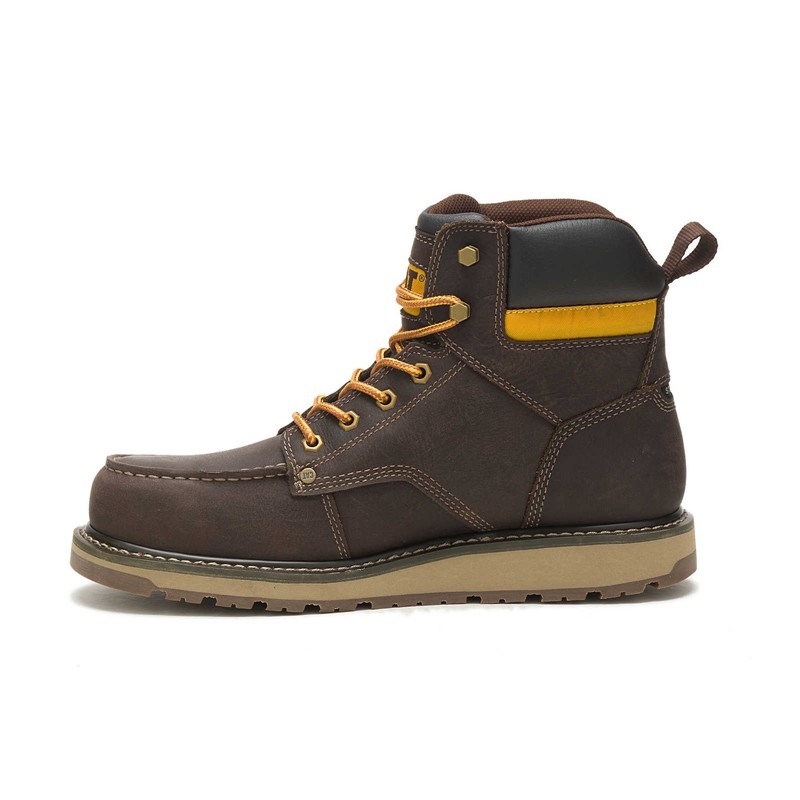 Men's CatFootweat Calibrate Steel Toe Work Boots Brown | 3409-XHSNL