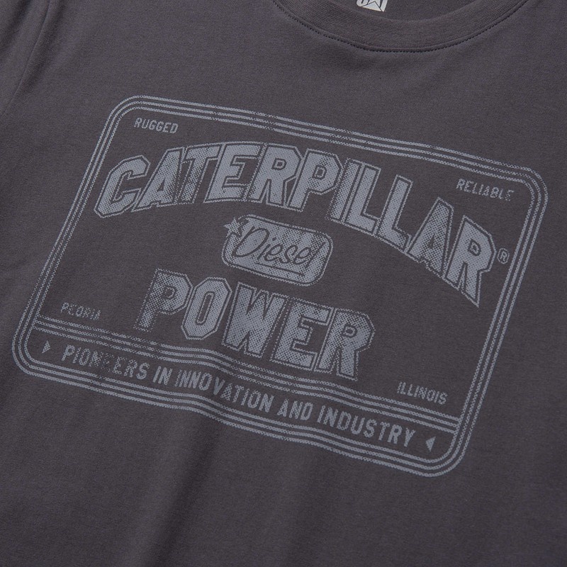 Men's CatFootweat Caterpillar Power Tee Clothing Purple | 4058-CKOJP