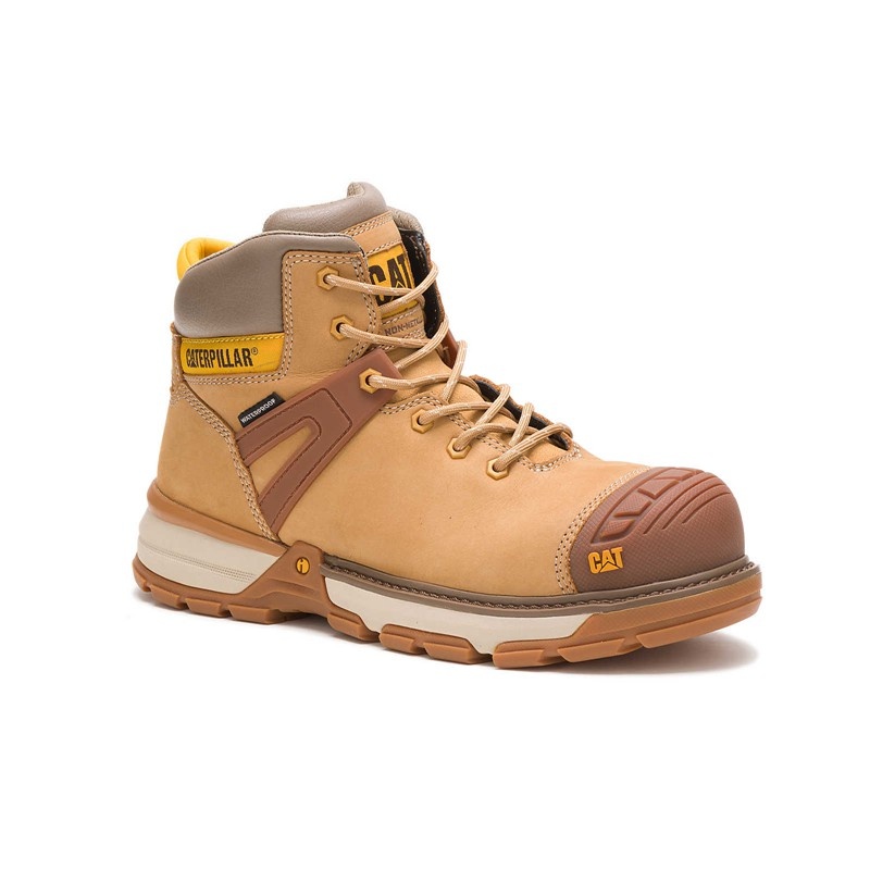 Men's CatFootweat Comfortable Work Boots Orange | 1486-HVXGS