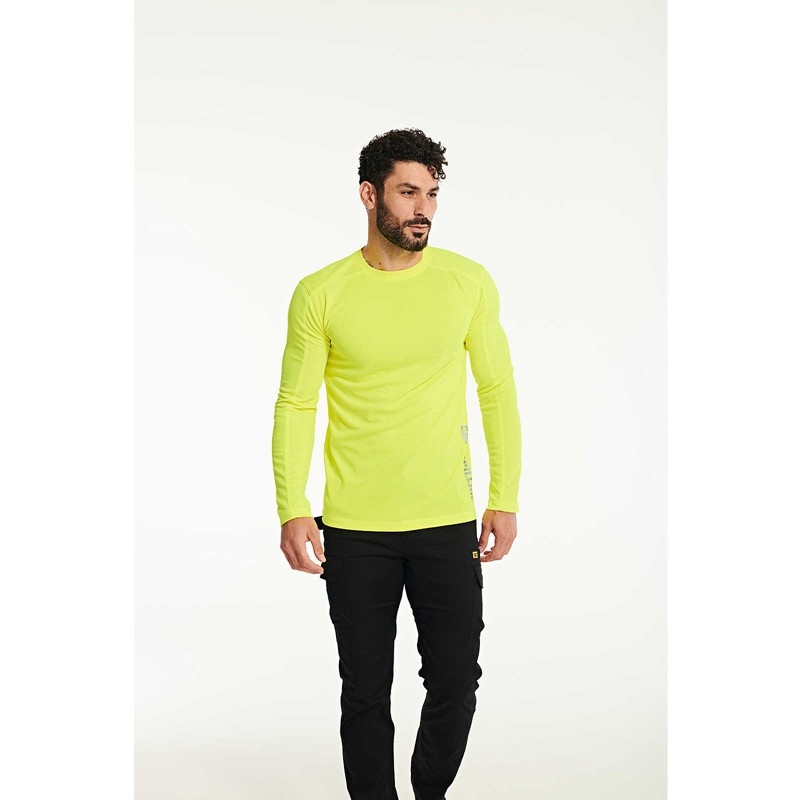 Men's CatFootweat Coolmax Long Sleeve Tee Clothing Yellow | 2561-WTXYG