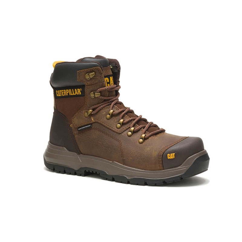 Men's CatFootweat Diagnostic 2.0 Waterproof Steel Toe Work Boots Brown | 5419-UPORH