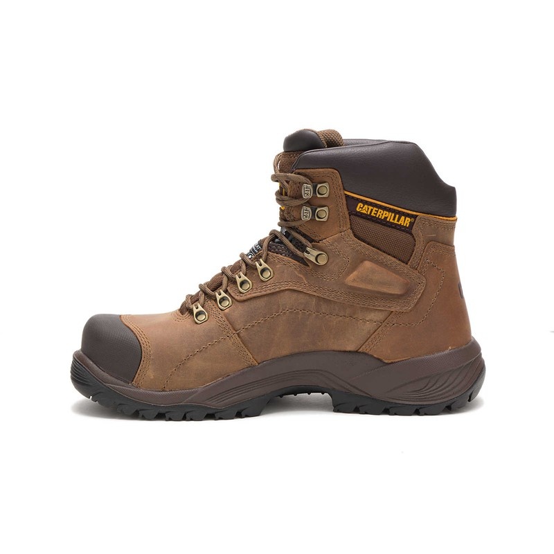 Men's CatFootweat Diagnostic Hi Waterproof Thinsulate&Trade Work Boots Dark Beige | 1673-MZOKW