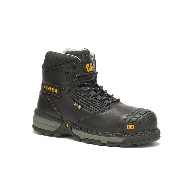 Men's CatFootweat Excavator Superlite Cool Carbon Composite Toe Work Boots Black | 6724-WGIBZ