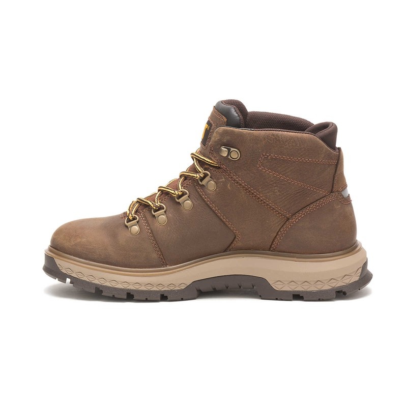 Men's CatFootweat Exposition Hiker Waterproof Work Boots Brown | 2867-XQTWN