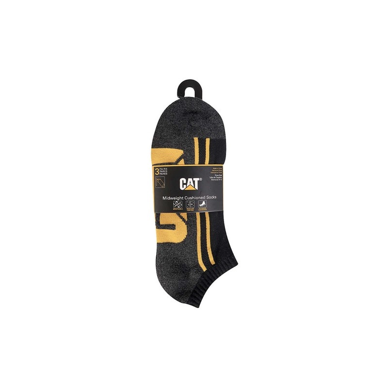 Men's CatFootweat Half Cushion Quarter Sock 3-Pack Clothing Black | 2385-IBXNQ