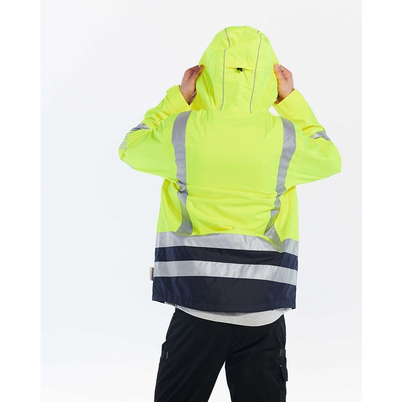 Men's CatFootweat Hi-Vis Rain Jacket Clothing Yellow | 8075-VCWLY