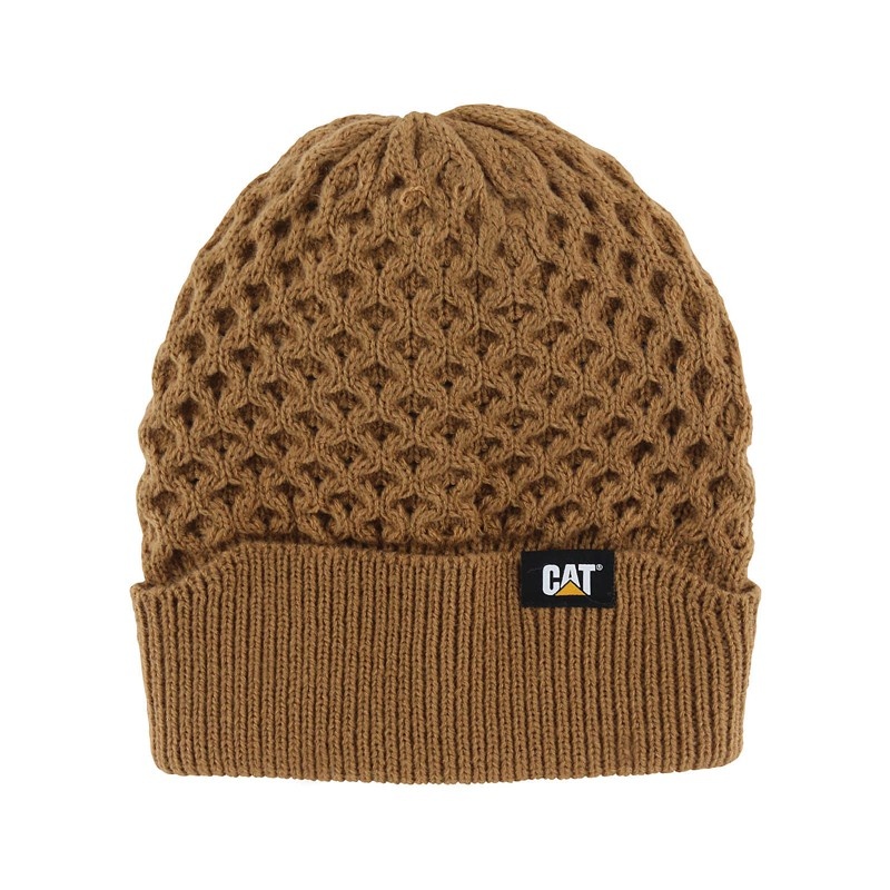 Men\'s CatFootweat Honeycomb Knit Beanie Clothing Brown | 3960-GUDJH