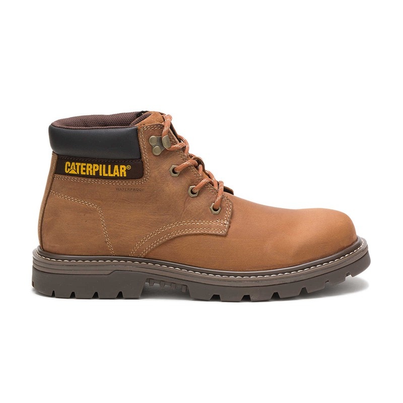 Men\'s CatFootweat Outbase Waterproof Work Boots Brown | 4120-FWCJH