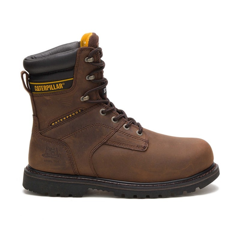 Men\'s CatFootweat Salvowaterproof Steel Toe Thinsulate Work Boots Dark Brown | 5412-DKGER