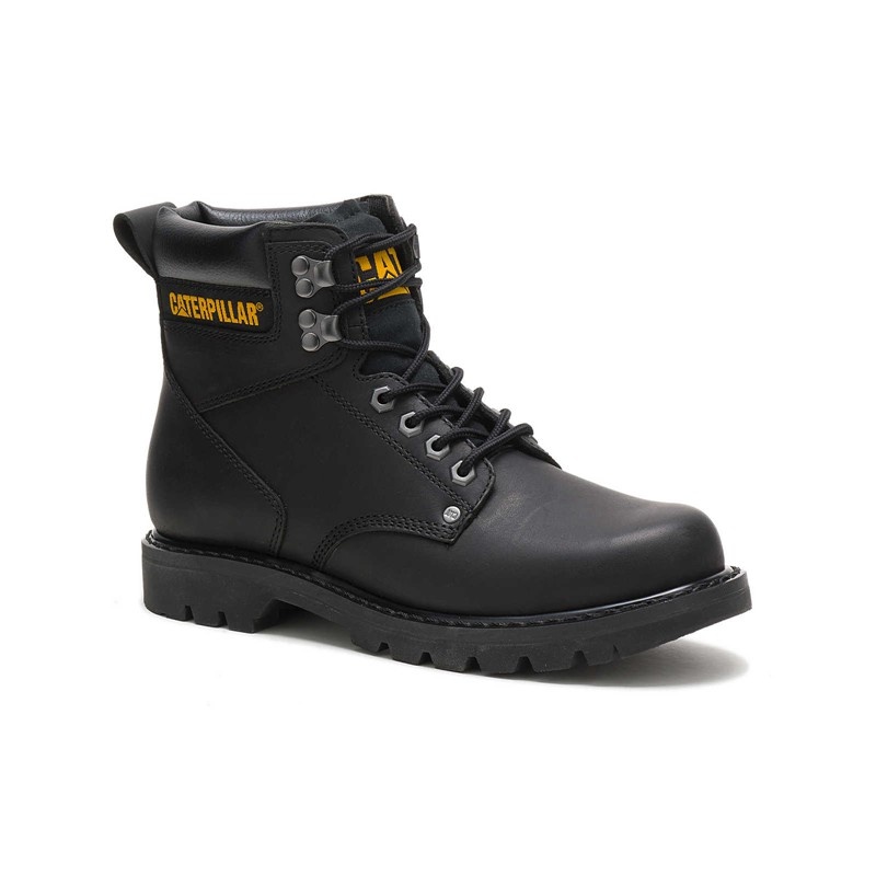 Men's CatFootweat Second Shift Work Boots Black | 2581-BNXIJ