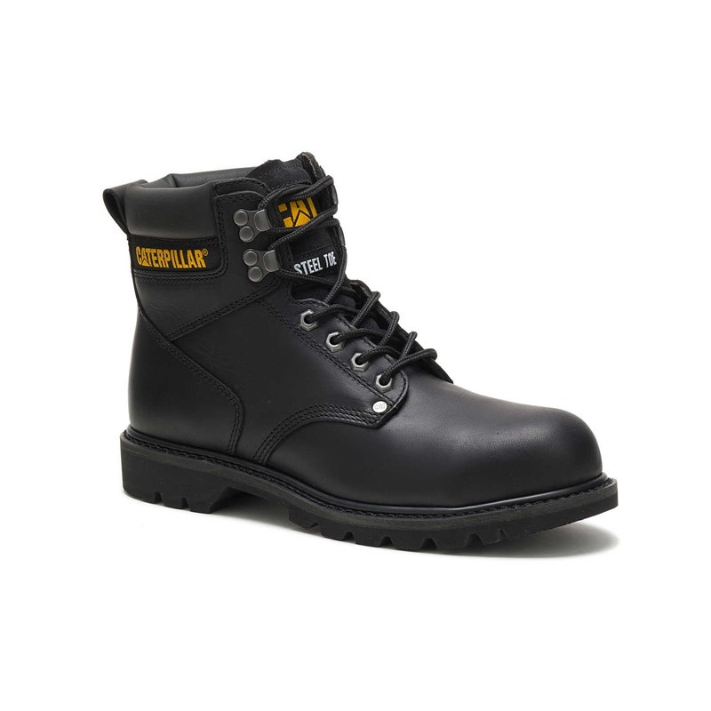 Men's CatFootweat Steel Toe Work Boots Black | 5193-SNJYO