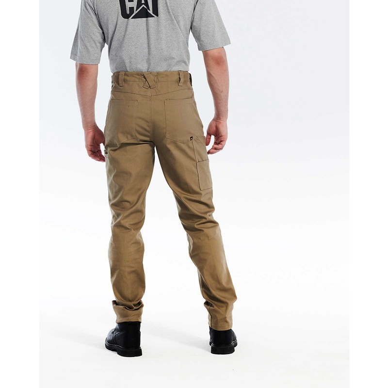 Men's CatFootweat Stretch Canvas Utility Pant Clothing Khaki | 8052-VZSGR