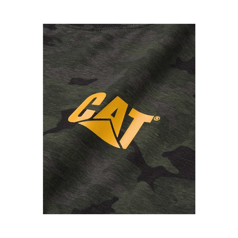 Men's CatFootweat Trademark Banner Long Sleeve Tee Clothing Camo | 4036-ZEDAG