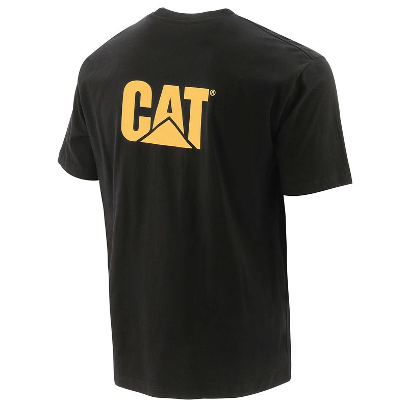 Men's CatFootweat Trademark Pocket Tee Clothing Black | 8423-KXARD