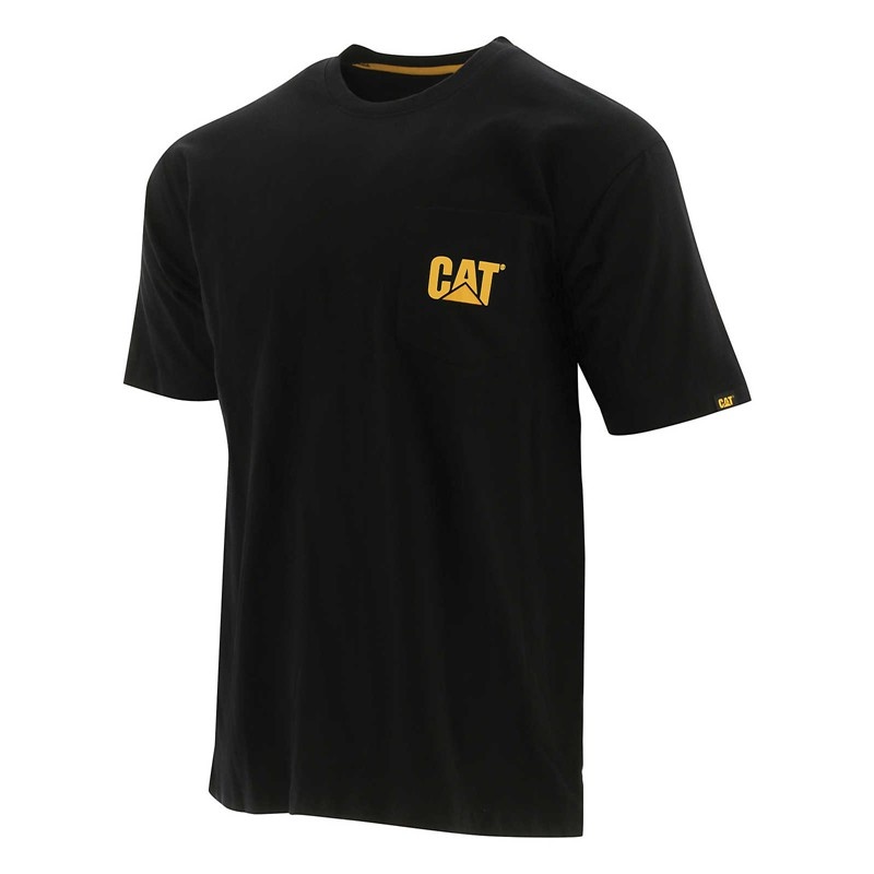 Men\'s CatFootweat Trademark Pocket Tee Clothing Black | 8423-KXARD