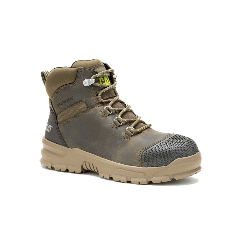 Women's CatFootweat Accomplice X Waterproof Steel Toe Boots Green | 7128-TWRMG