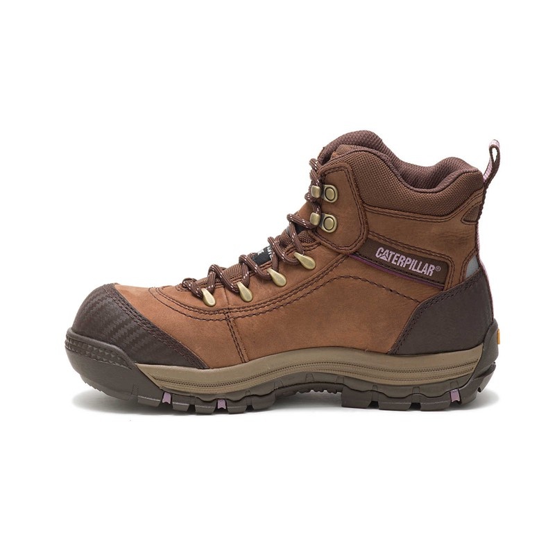 Women's CatFootweat Ally Waterproof Composite Toe Boots Brown | 5867-MUBNZ