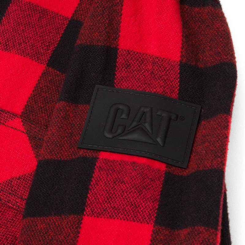 Women's CatFootweat Buffalo Check Heavyweight Shirt Workwear Red | 4962-FSYKT