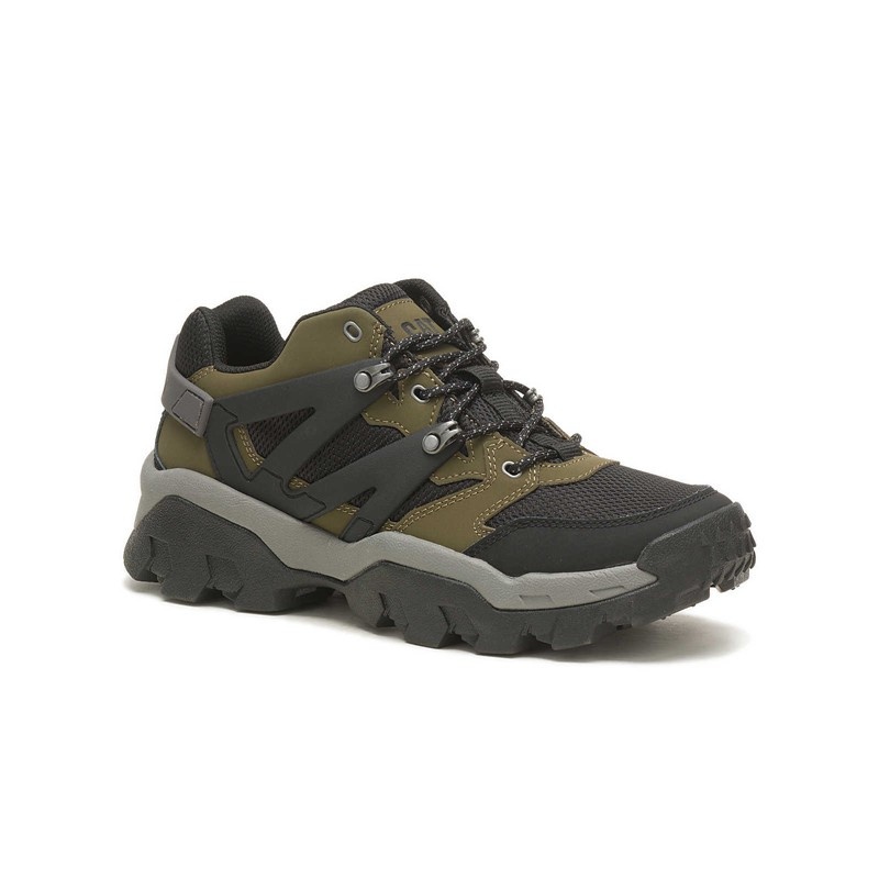 Women's CatFootweat Reactor Sneaker - Unisex Styles Shoes Dark Olive / Black | 5290-WCVBO