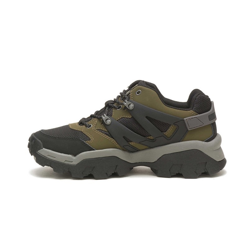 Women's CatFootweat Reactor Sneaker - Unisex Styles Shoes Dark Olive / Black | 5290-WCVBO